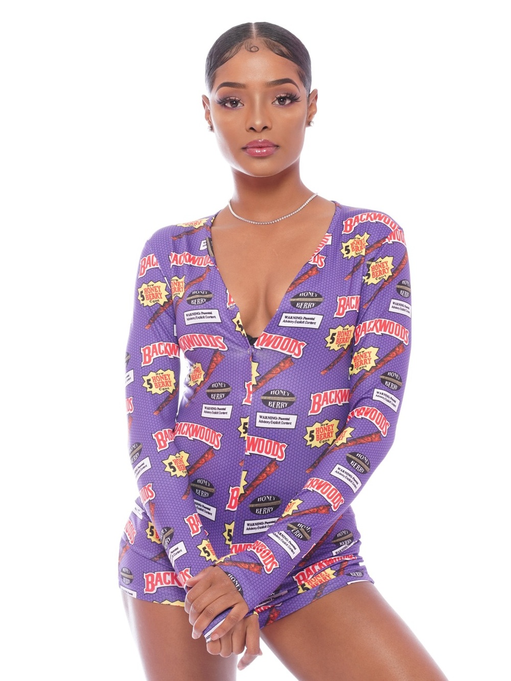 Purple Logo-Print Long Sleeve Women's Top